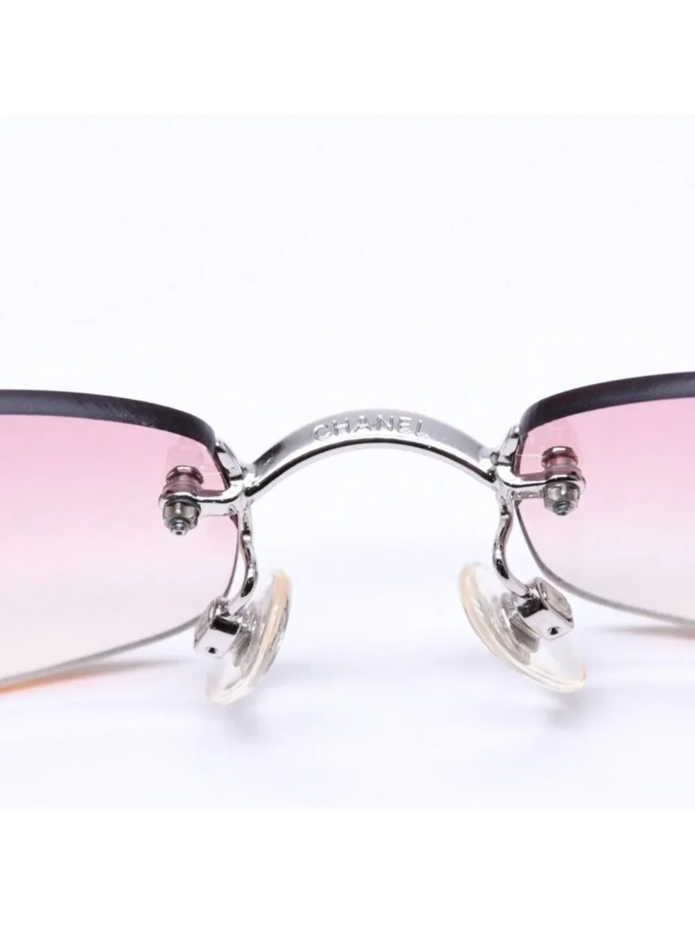 Chanel Rimless Sunglasses Eyewear CC Logo Pink Gradation